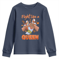 Multiple Sclerosis Awareness Youth Sweatshirt Orange Ribbon Fight MS Like A Queen