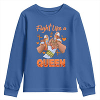 Multiple Sclerosis Awareness Youth Sweatshirt Orange Ribbon Fight MS Like A Queen