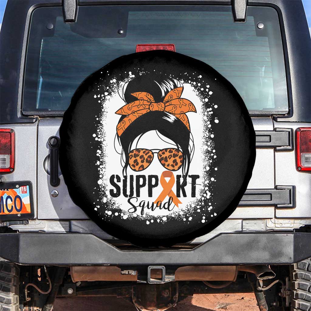 Multiple Sclerosis Awareness Spare Tire Cover Orange Ribbon Support Squad Messy Bun
