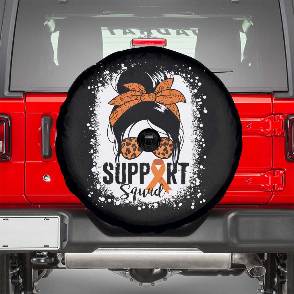 Multiple Sclerosis Awareness Spare Tire Cover Orange Ribbon Support Squad Messy Bun