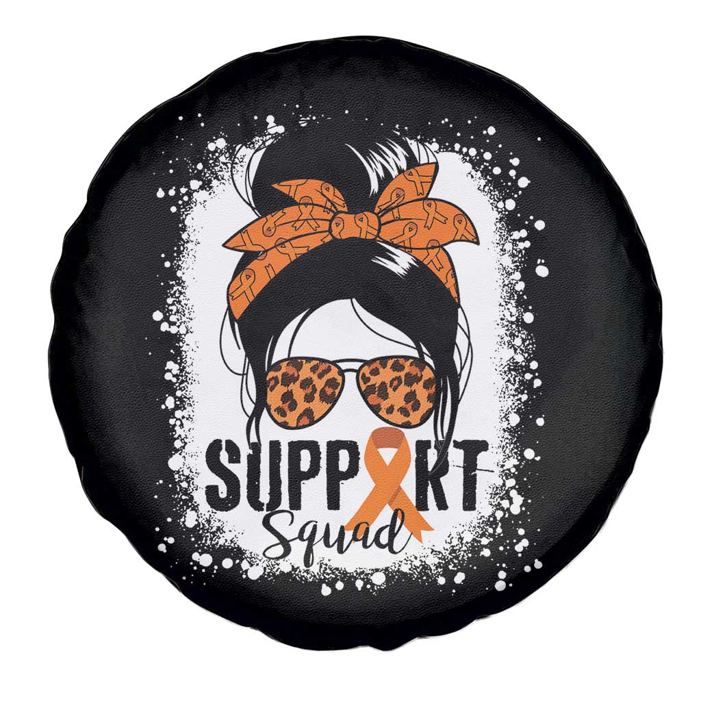 Multiple Sclerosis Awareness Spare Tire Cover Orange Ribbon Support Squad Messy Bun