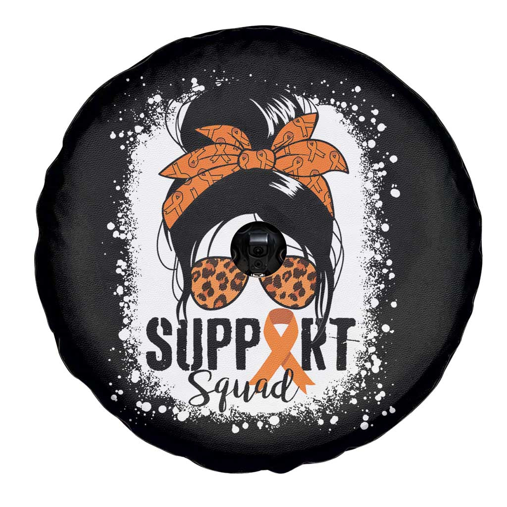 Multiple Sclerosis Awareness Spare Tire Cover Orange Ribbon Support Squad Messy Bun