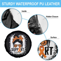 Multiple Sclerosis Awareness Spare Tire Cover Orange Ribbon Support Squad Messy Bun