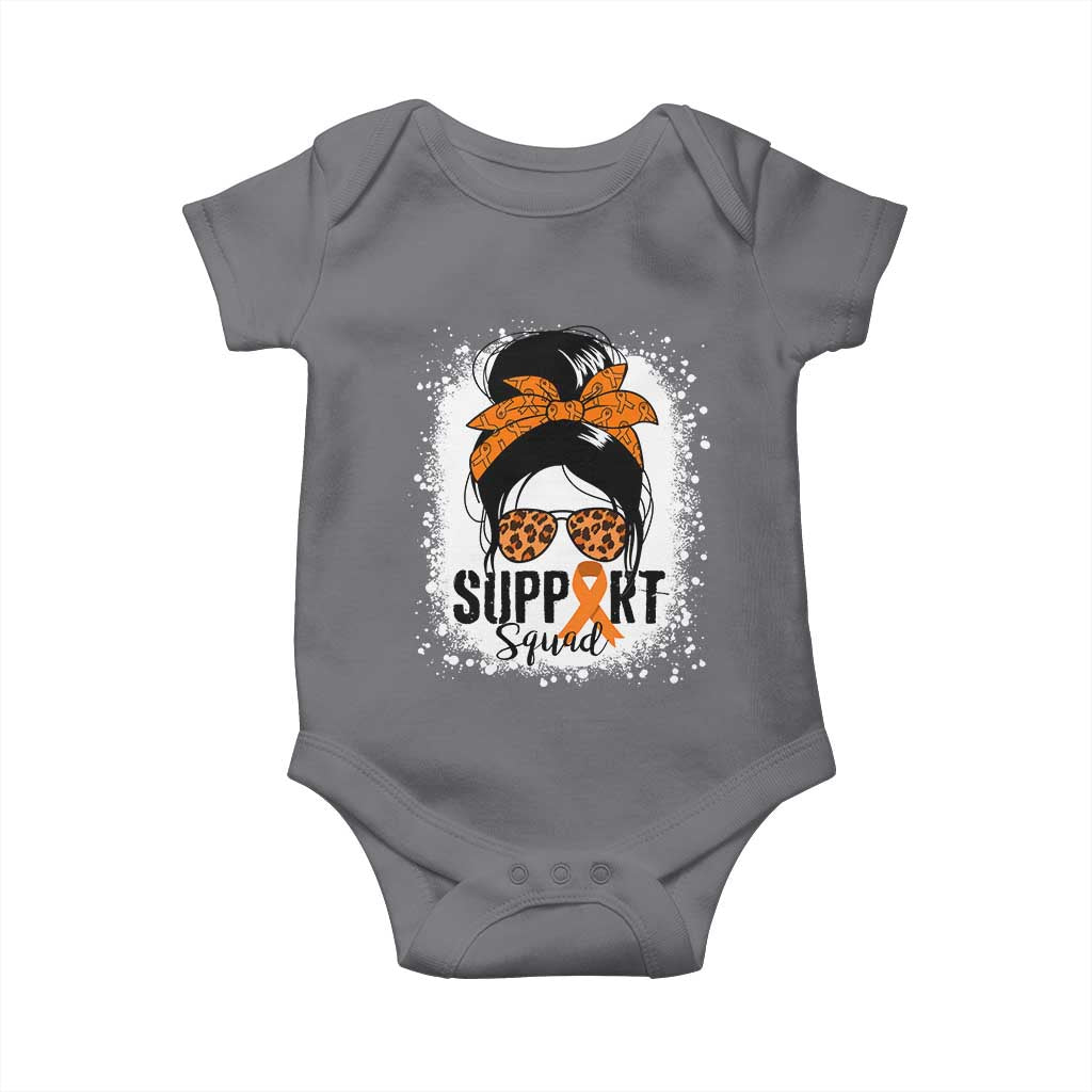Multiple Sclerosis Awareness Baby Onesie Orange Ribbon Support Squad Messy Bun