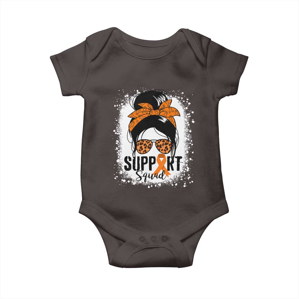 Multiple Sclerosis Awareness Baby Onesie Orange Ribbon Support Squad Messy Bun