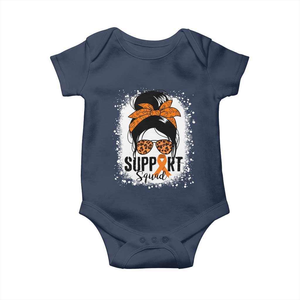 Multiple Sclerosis Awareness Baby Onesie Orange Ribbon Support Squad Messy Bun