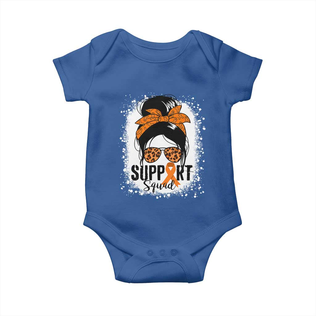 Multiple Sclerosis Awareness Baby Onesie Orange Ribbon Support Squad Messy Bun