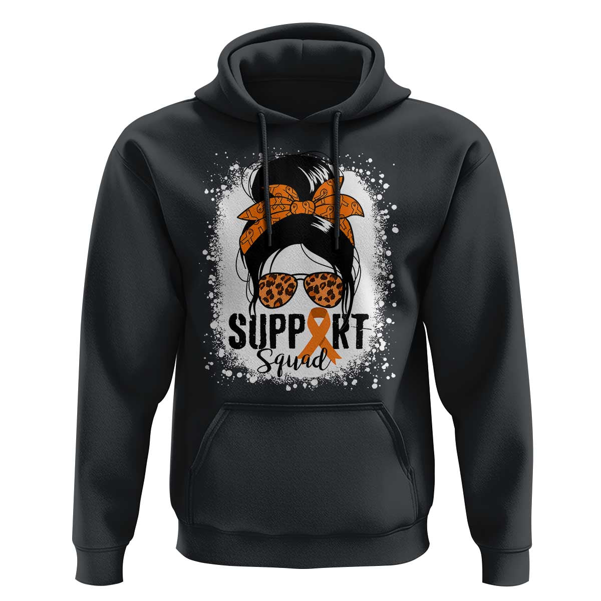 Multiple Sclerosis Awareness Hoodie Orange Ribbon Support Squad Messy Bun