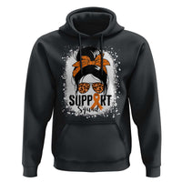 Multiple Sclerosis Awareness Hoodie Orange Ribbon Support Squad Messy Bun