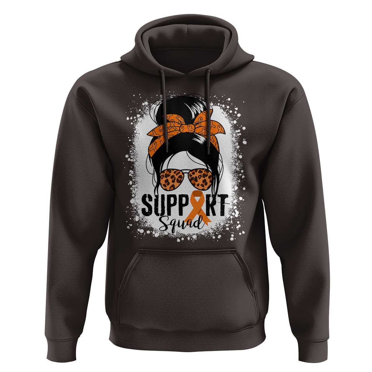 Multiple Sclerosis Awareness Hoodie Orange Ribbon Support Squad Messy Bun