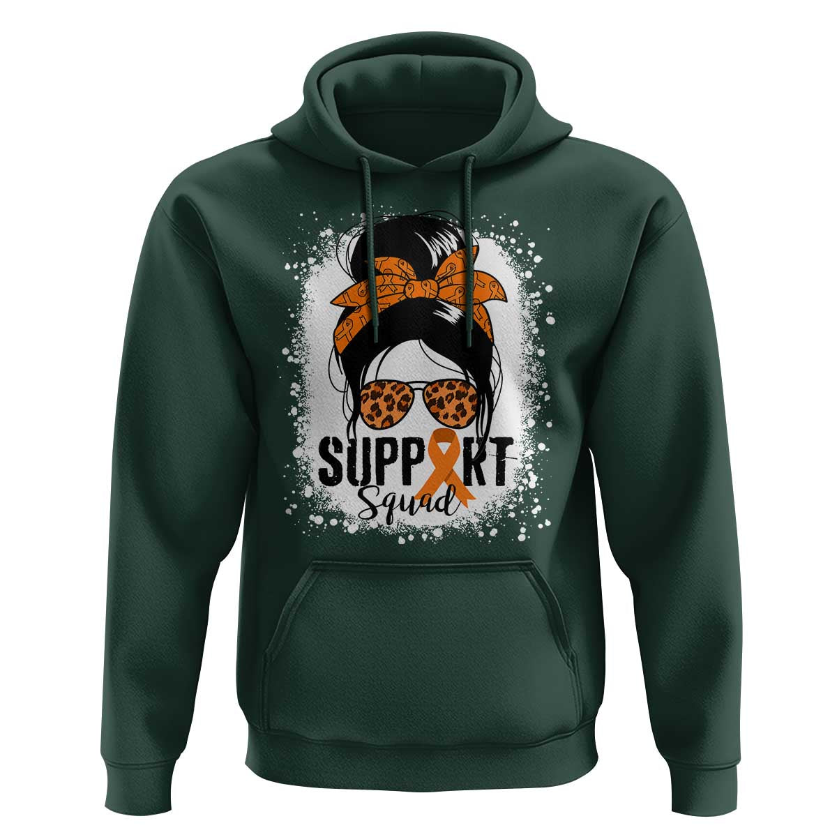 Multiple Sclerosis Awareness Hoodie Orange Ribbon Support Squad Messy Bun