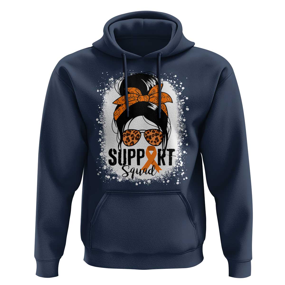 Multiple Sclerosis Awareness Hoodie Orange Ribbon Support Squad Messy Bun