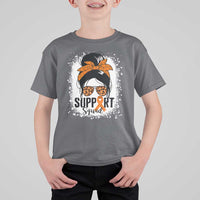 Multiple Sclerosis Awareness T Shirt For Kid Orange Ribbon Support Squad Messy Bun