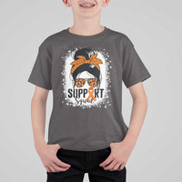 Multiple Sclerosis Awareness T Shirt For Kid Orange Ribbon Support Squad Messy Bun