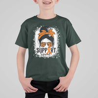 Multiple Sclerosis Awareness T Shirt For Kid Orange Ribbon Support Squad Messy Bun