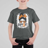 Multiple Sclerosis Awareness T Shirt For Kid Orange Ribbon Support Squad Messy Bun
