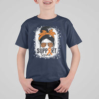 Multiple Sclerosis Awareness T Shirt For Kid Orange Ribbon Support Squad Messy Bun