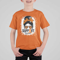 Multiple Sclerosis Awareness T Shirt For Kid Orange Ribbon Support Squad Messy Bun