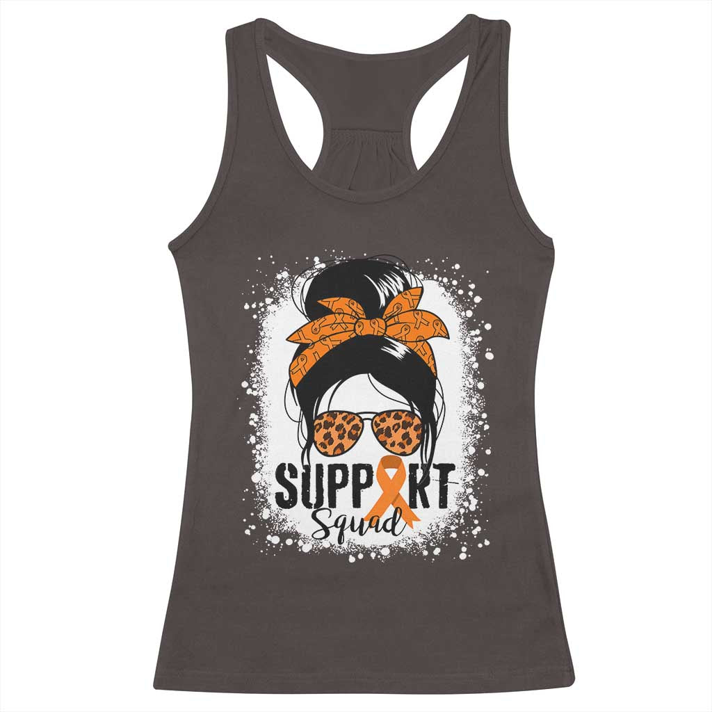 Multiple Sclerosis Awareness Racerback Tank Top Orange Ribbon Support Squad Messy Bun