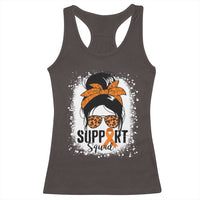 Multiple Sclerosis Awareness Racerback Tank Top Orange Ribbon Support Squad Messy Bun