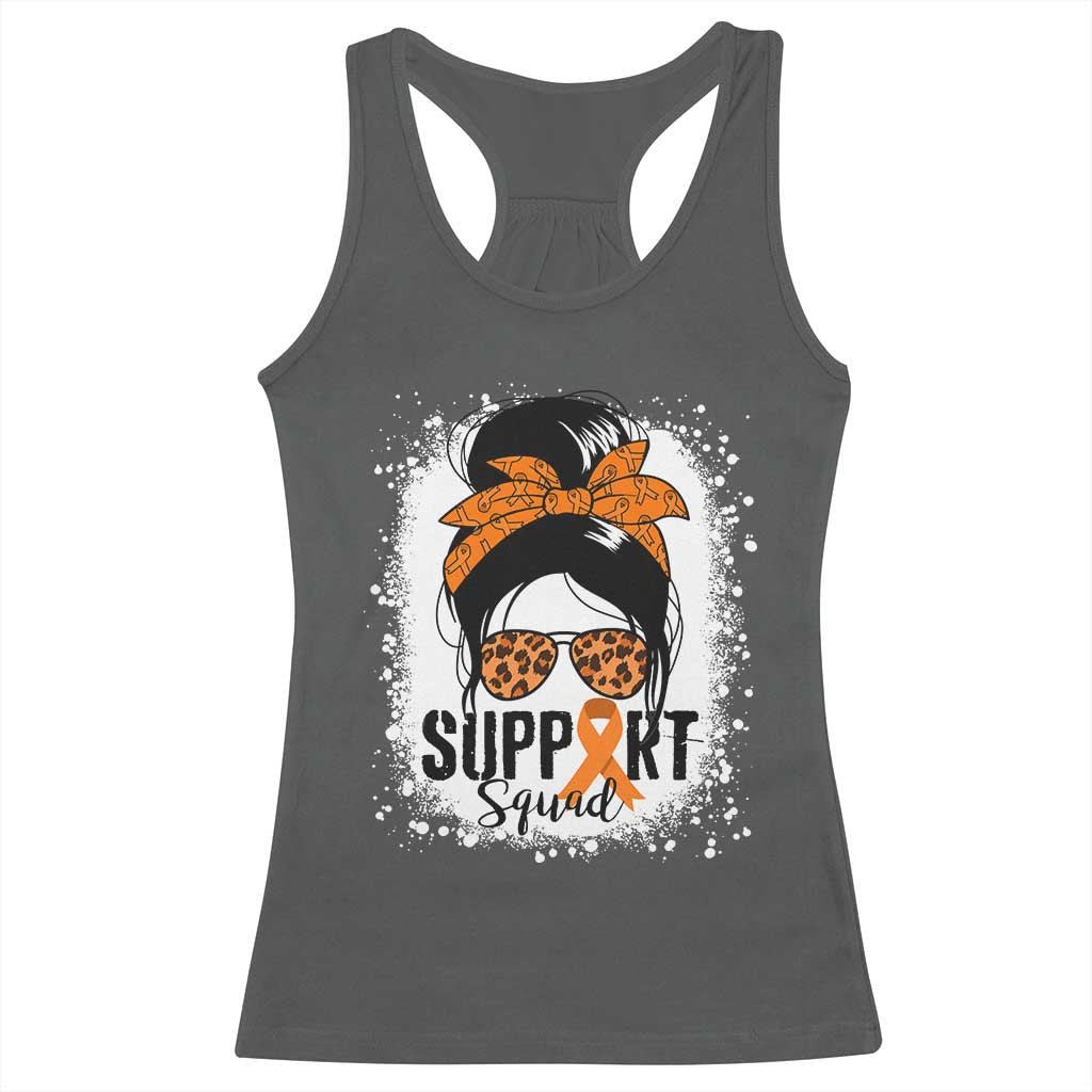 Multiple Sclerosis Awareness Racerback Tank Top Orange Ribbon Support Squad Messy Bun