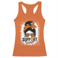 Multiple Sclerosis Awareness Racerback Tank Top Orange Ribbon Support Squad Messy Bun
