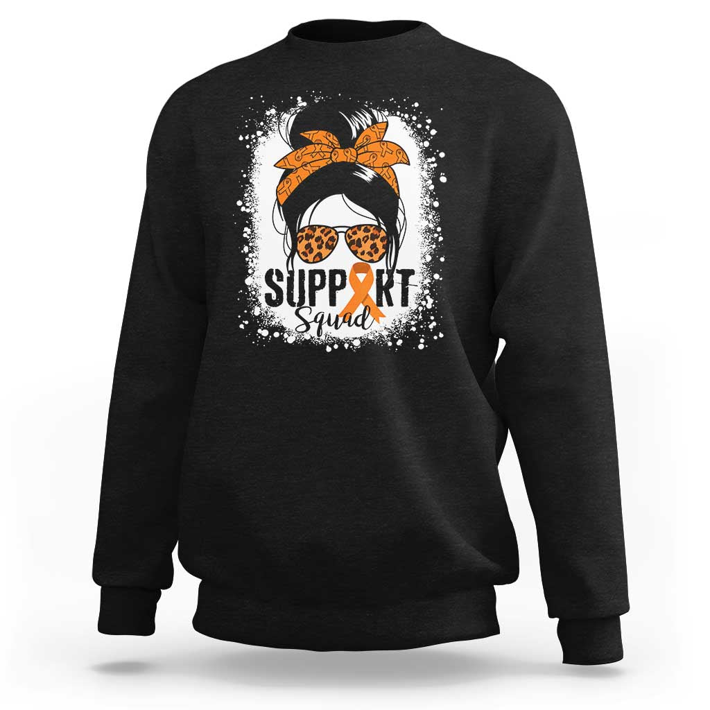 Multiple Sclerosis Awareness Sweatshirt Orange Ribbon Support Squad Messy Bun