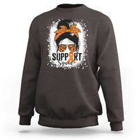 Multiple Sclerosis Awareness Sweatshirt Orange Ribbon Support Squad Messy Bun
