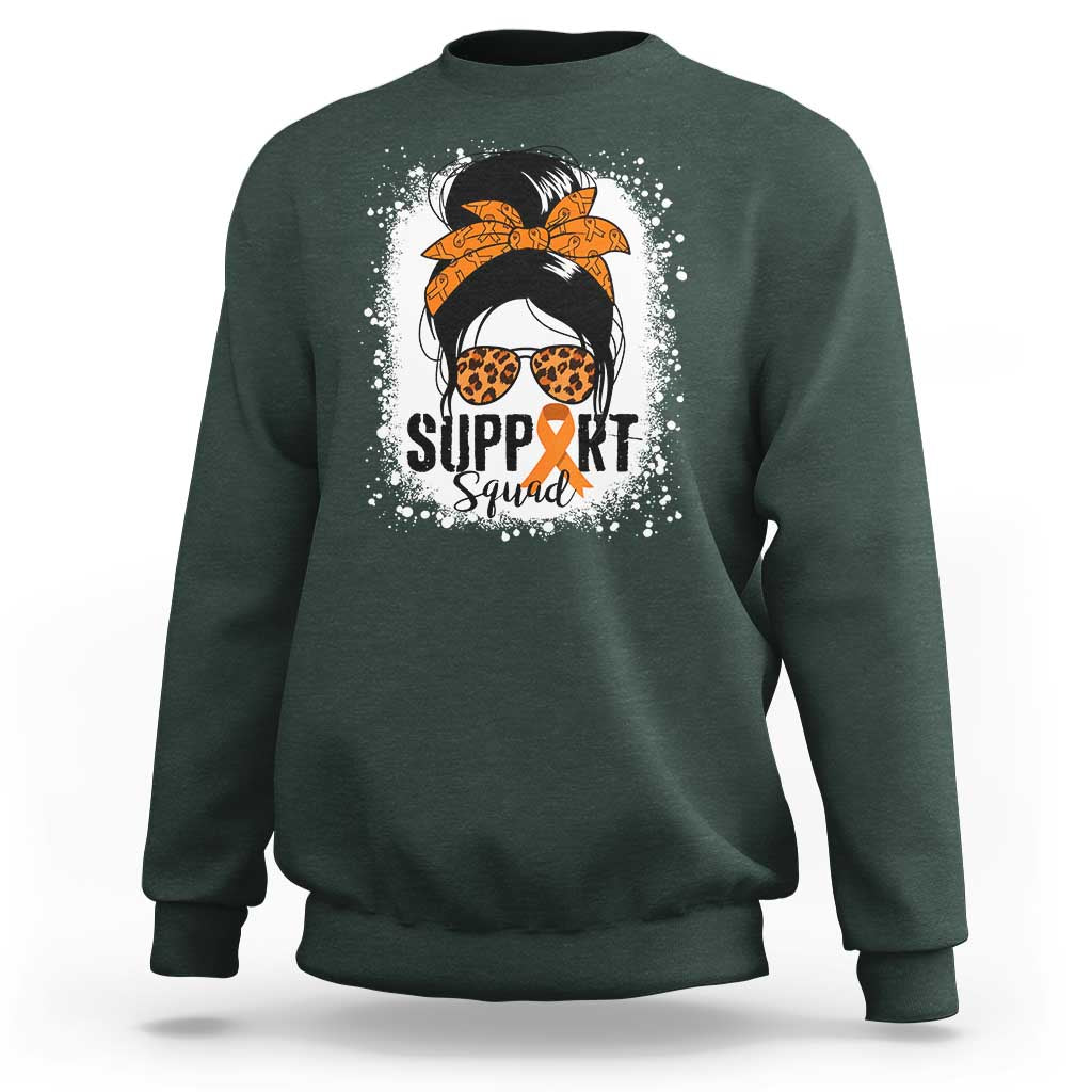 Multiple Sclerosis Awareness Sweatshirt Orange Ribbon Support Squad Messy Bun
