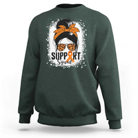 Multiple Sclerosis Awareness Sweatshirt Orange Ribbon Support Squad Messy Bun