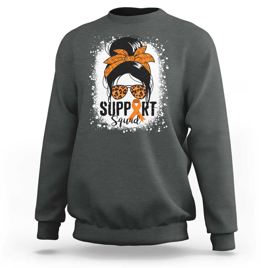 Multiple Sclerosis Awareness Sweatshirt Orange Ribbon Support Squad Messy Bun