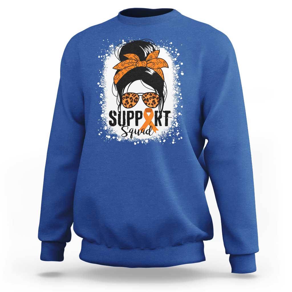 Multiple Sclerosis Awareness Sweatshirt Orange Ribbon Support Squad Messy Bun