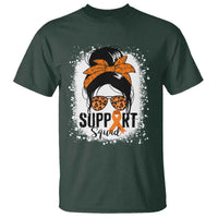 Multiple Sclerosis Awareness T Shirt Orange Ribbon Support Squad Messy Bun