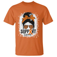 Multiple Sclerosis Awareness T Shirt Orange Ribbon Support Squad Messy Bun
