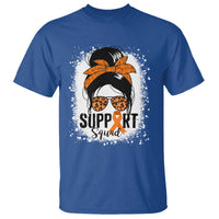 Multiple Sclerosis Awareness T Shirt Orange Ribbon Support Squad Messy Bun