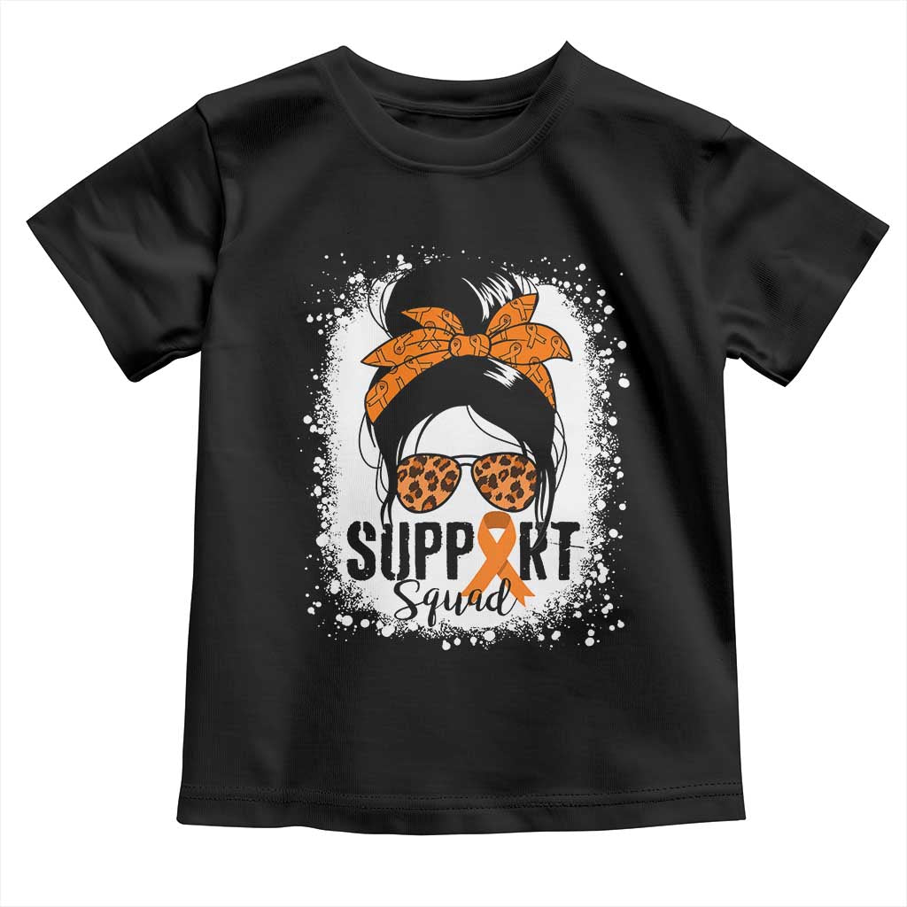 Multiple Sclerosis Awareness Toddler T Shirt Orange Ribbon Support Squad Messy Bun