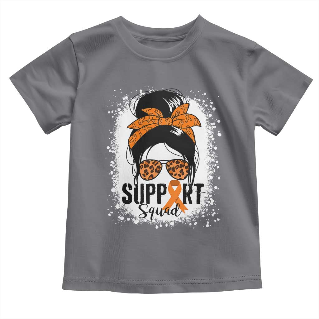 Multiple Sclerosis Awareness Toddler T Shirt Orange Ribbon Support Squad Messy Bun