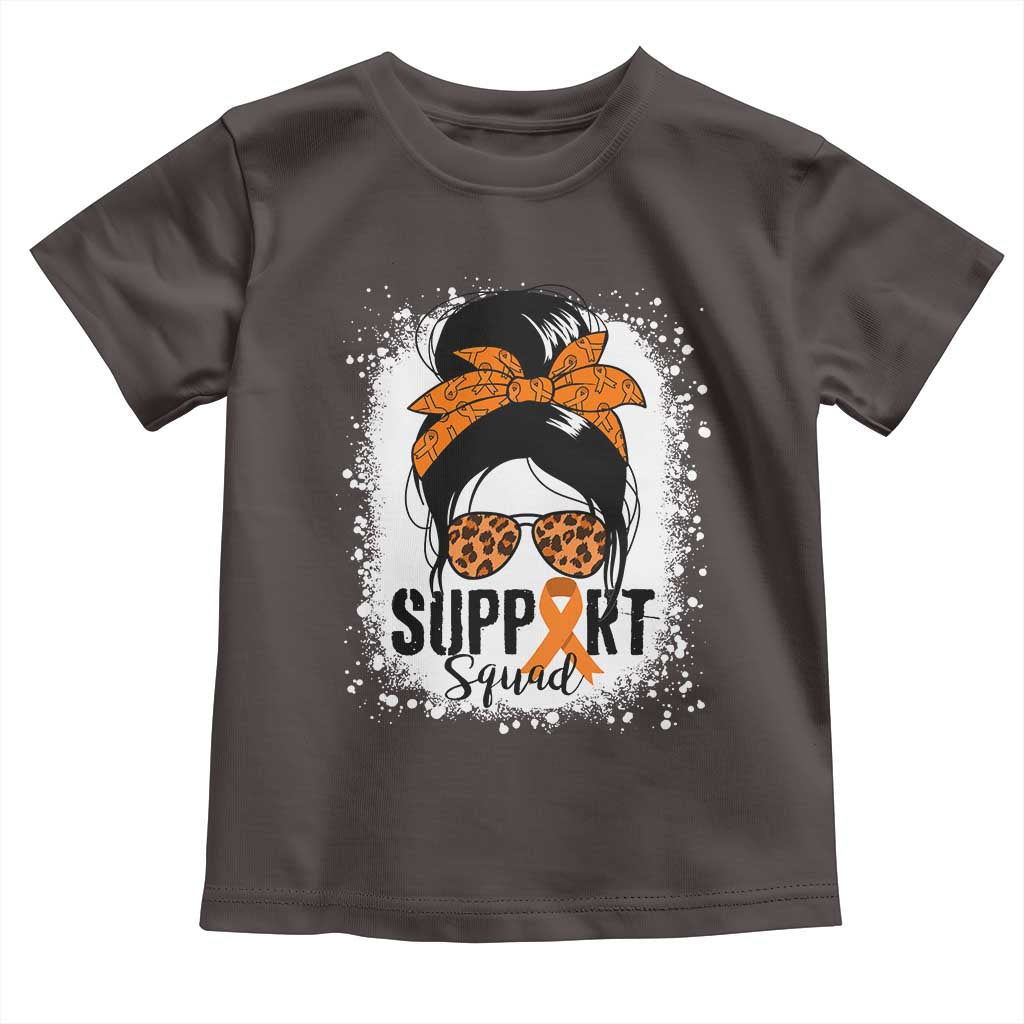 Multiple Sclerosis Awareness Toddler T Shirt Orange Ribbon Support Squad Messy Bun