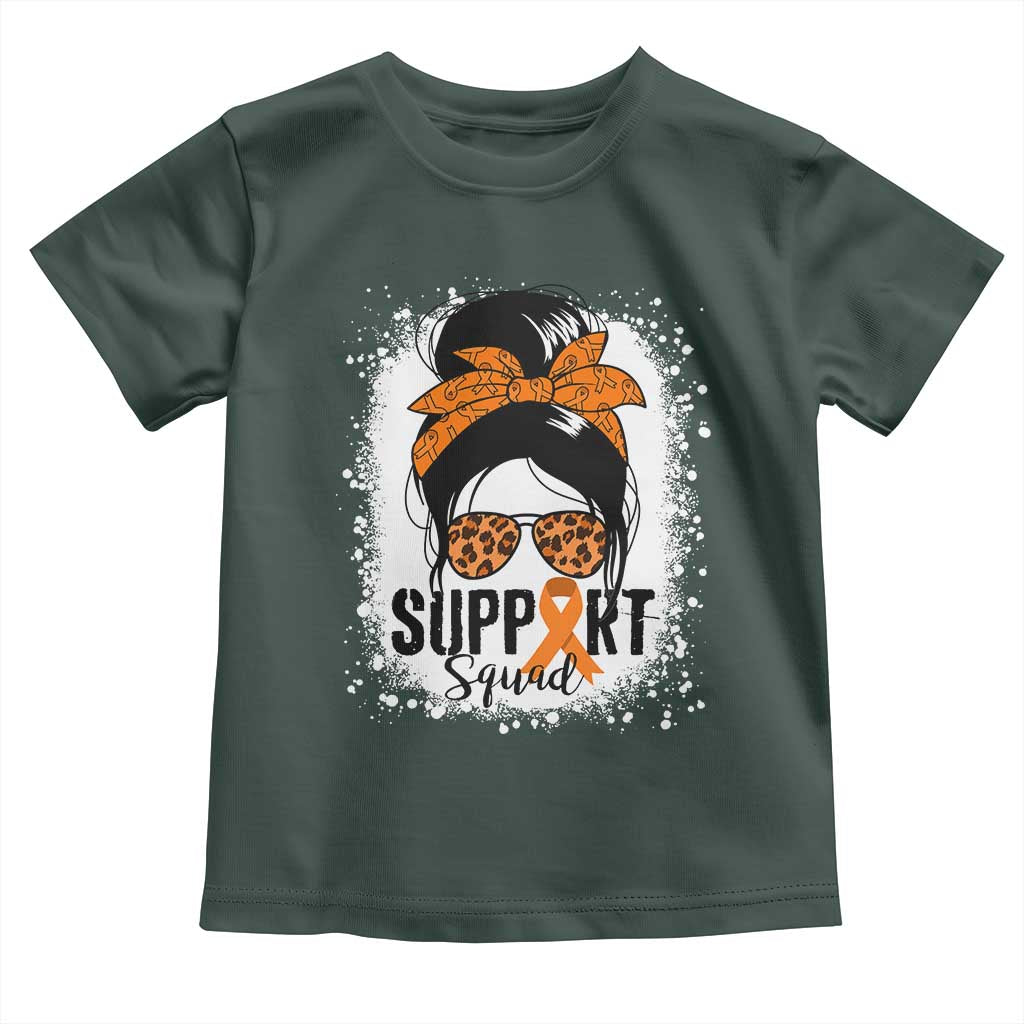 Multiple Sclerosis Awareness Toddler T Shirt Orange Ribbon Support Squad Messy Bun
