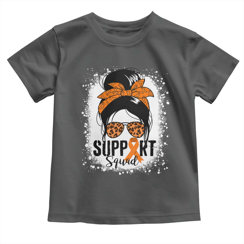 Multiple Sclerosis Awareness Toddler T Shirt Orange Ribbon Support Squad Messy Bun