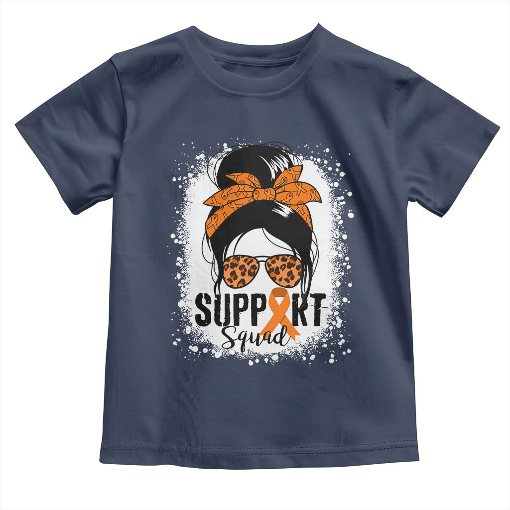 Multiple Sclerosis Awareness Toddler T Shirt Orange Ribbon Support Squad Messy Bun
