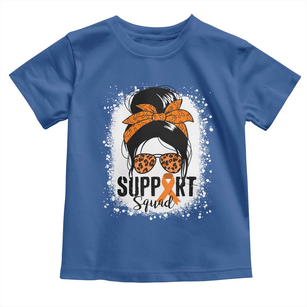 Multiple Sclerosis Awareness Toddler T Shirt Orange Ribbon Support Squad Messy Bun