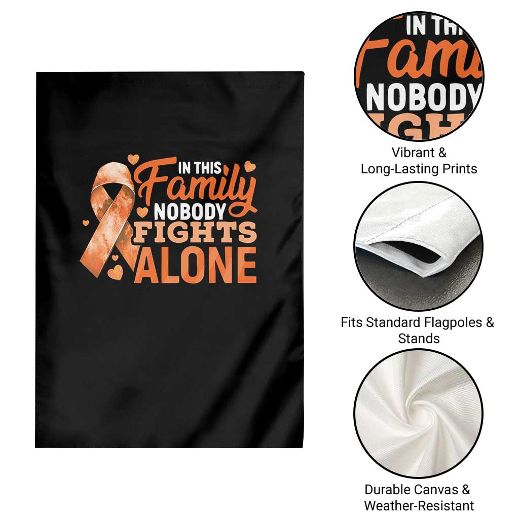 Multiple Sclerosis Awareness Garden Flag Orange Ribbon In This Family Nobody Fights Alone - Wonder Print Shop