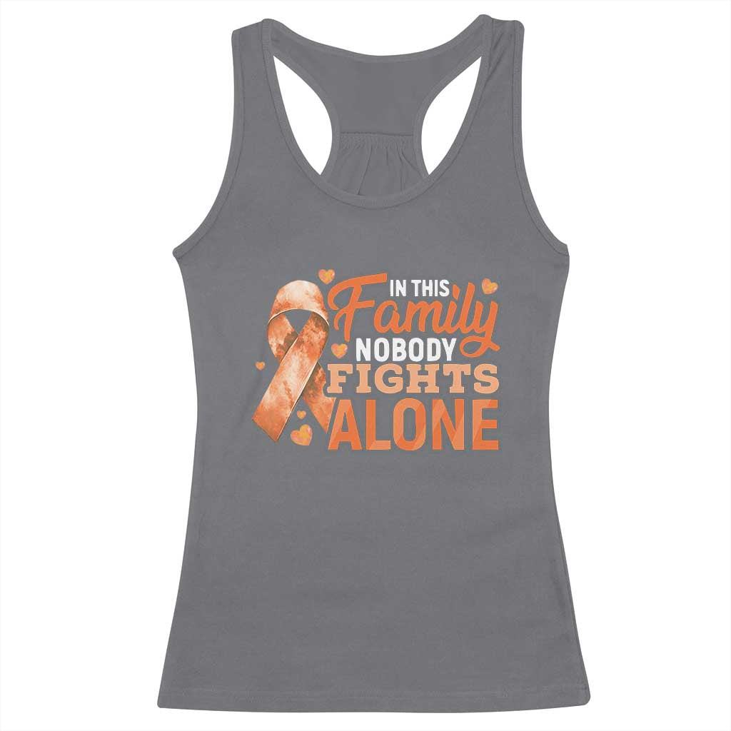 Multiple Sclerosis Awareness Racerback Tank Top Orange Ribbon In This Family Nobody Fights Alone