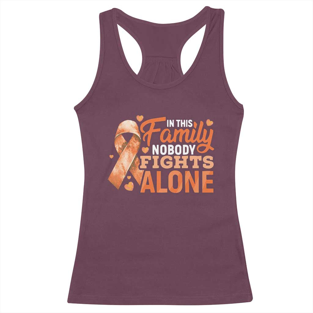 Multiple Sclerosis Awareness Racerback Tank Top Orange Ribbon In This Family Nobody Fights Alone