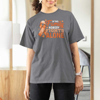 Multiple Sclerosis Awareness T Shirt For Women Orange Ribbon In This Family Nobody Fights Alone