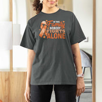 Multiple Sclerosis Awareness T Shirt For Women Orange Ribbon In This Family Nobody Fights Alone