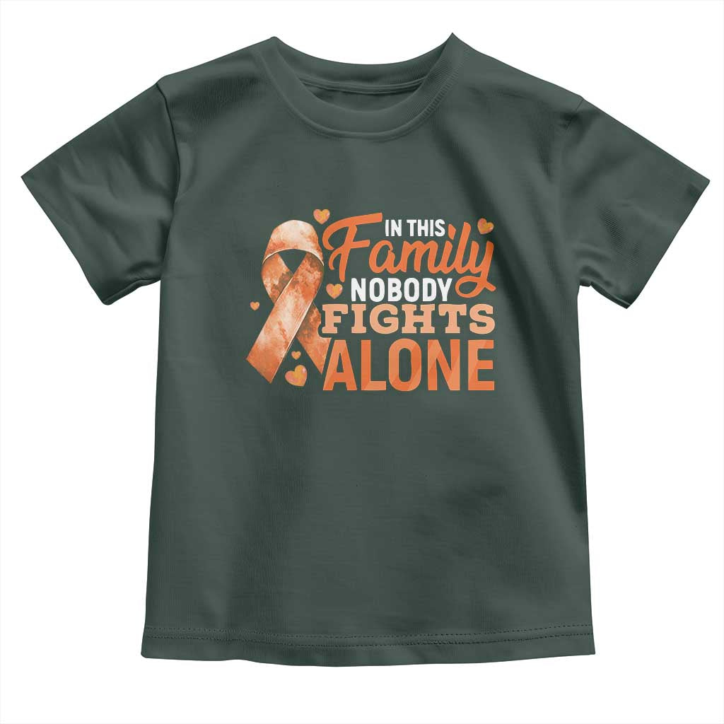 Multiple Sclerosis Awareness Toddler T Shirt Orange Ribbon In This Family Nobody Fights Alone