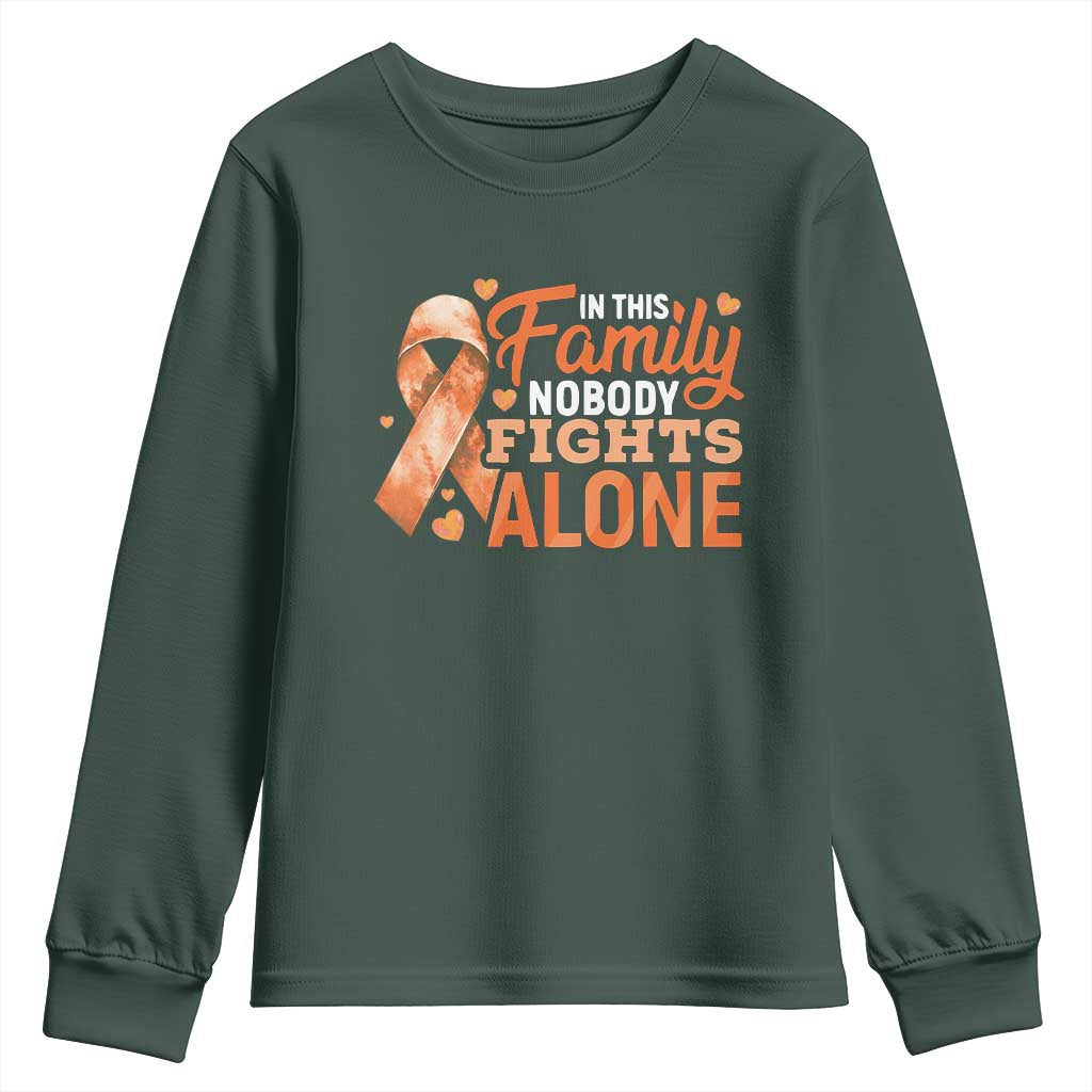 Multiple Sclerosis Awareness Youth Sweatshirt Orange Ribbon In This Family Nobody Fights Alone