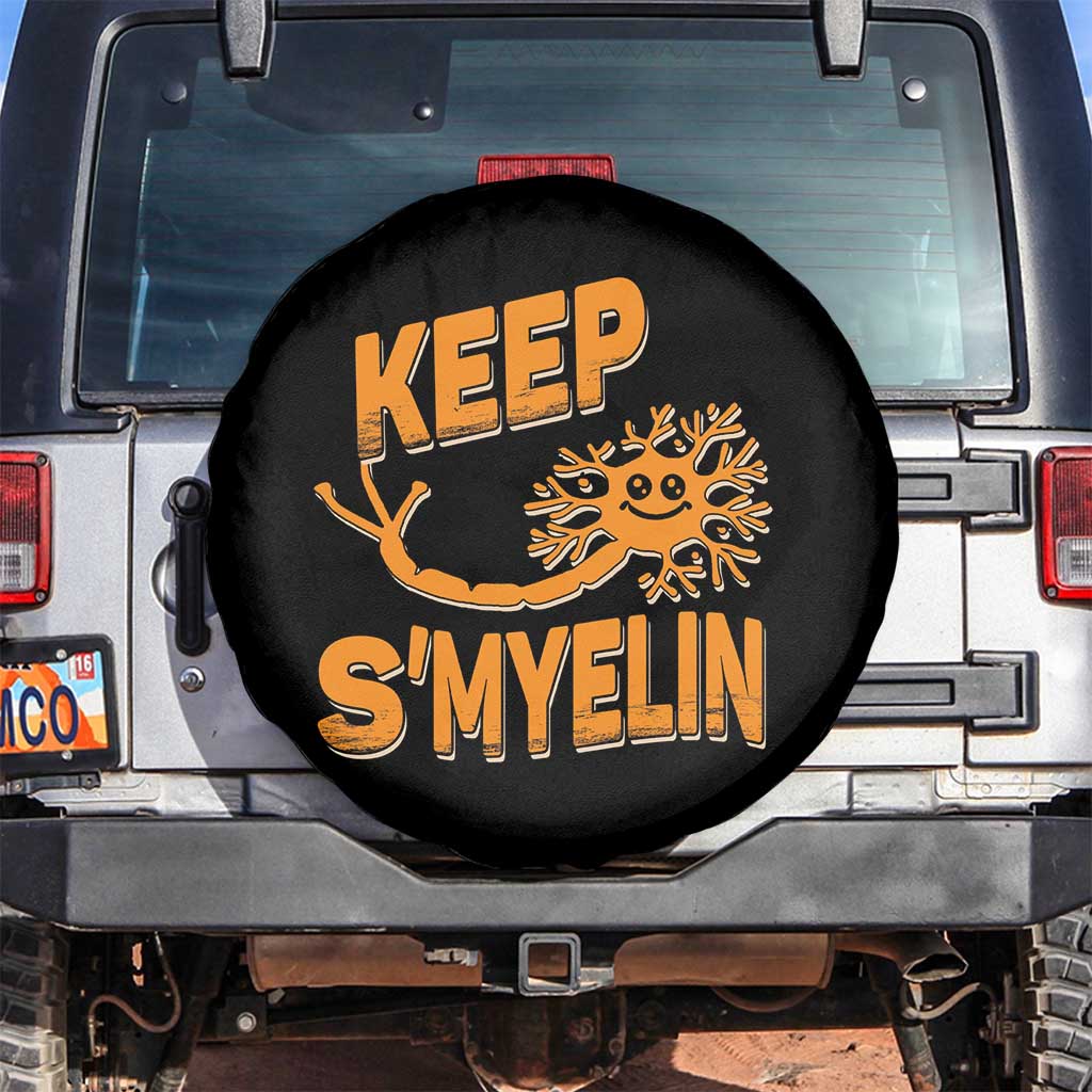 Multiple Sclerosis Awareness Spare Tire Cover Orange Ribbon Keep S'Myelin MS Warrior